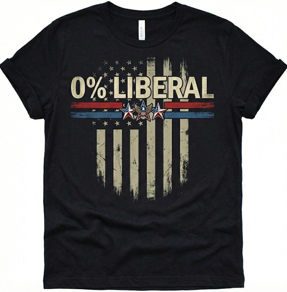 0% Liberal Distressed American Flag T-Shirt